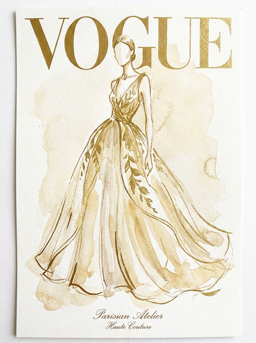 Haute Couture Archival Fashion Sketch